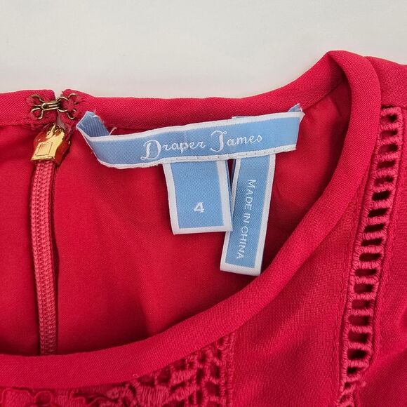 Draper James Hot Pink Flared Lace Sleeves Dress Size 4 - Picture 2 of 5